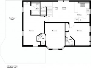 student apartment for rent near Cornell floor plan for 123 Highland Place